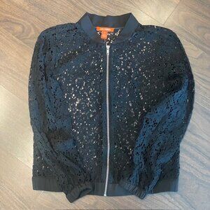 Sheer Floral Lace Jacket // Lightweight // Zip-Up Bomber Style